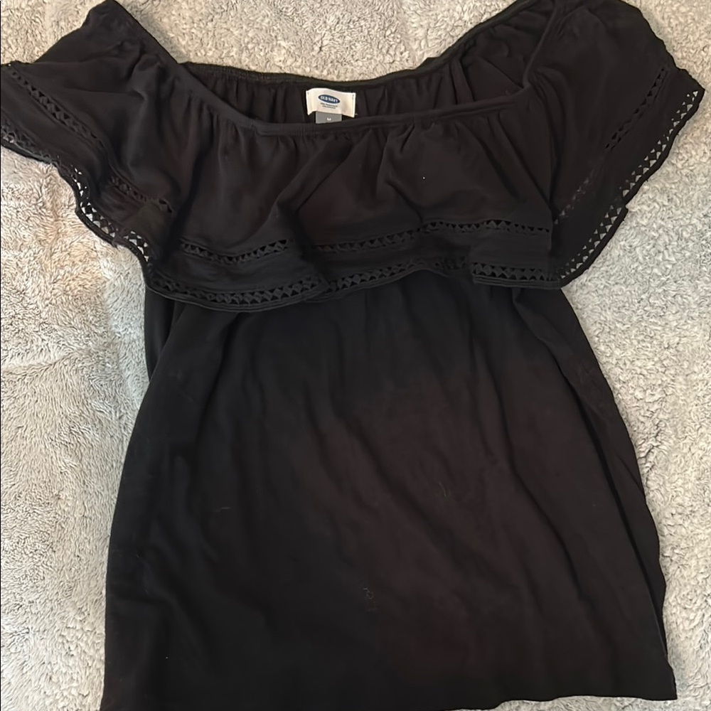 Old Navy Black Off-The-Shoulder Ruffled Blouse